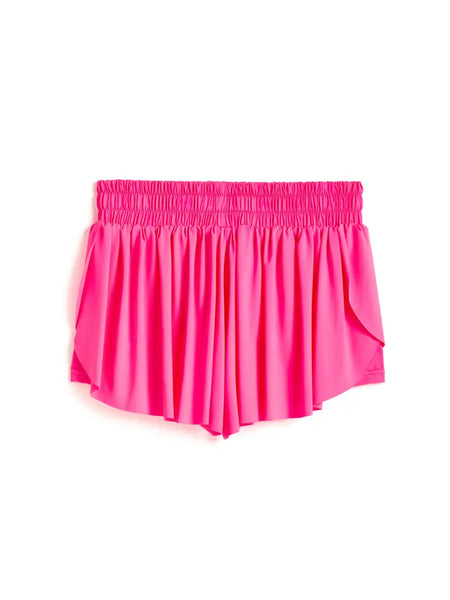 Youth Neon Pink Butterfly Flowy Short