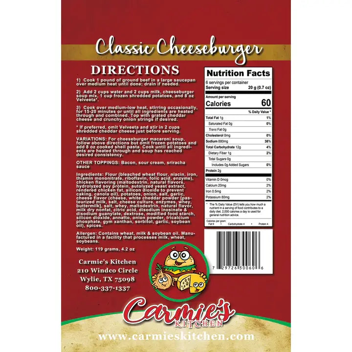 Carmie's Classic Cheeseburger Soup Mix