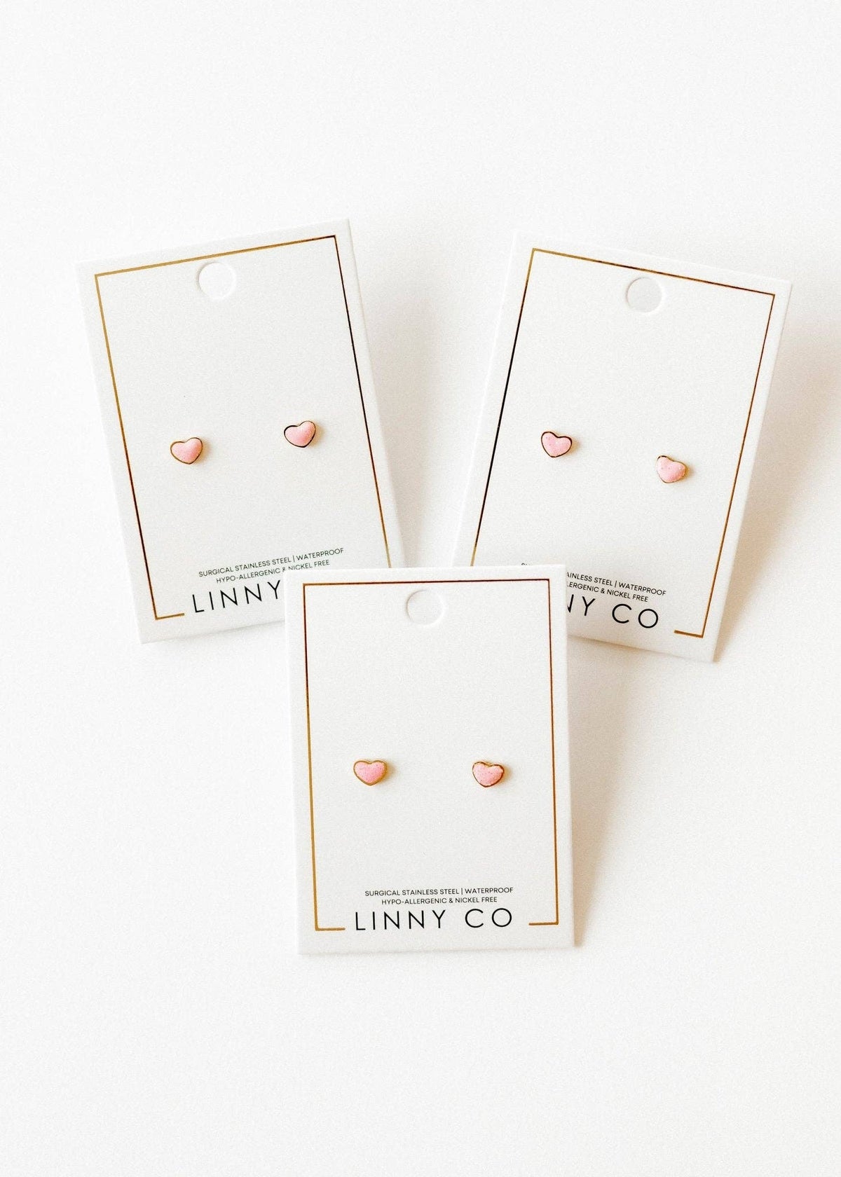 Nora Heart Pink Screwback Stud Earrings