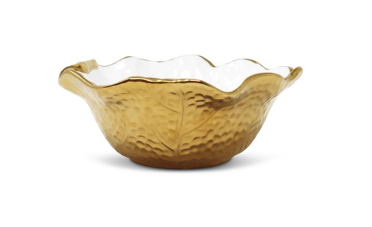 White/Gold Soup Bowls New Bone China Scalloped Edge