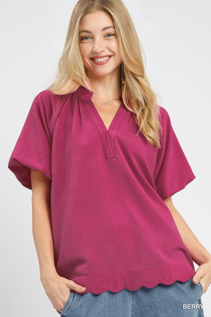 Berry Everyday Charm Scallop Top