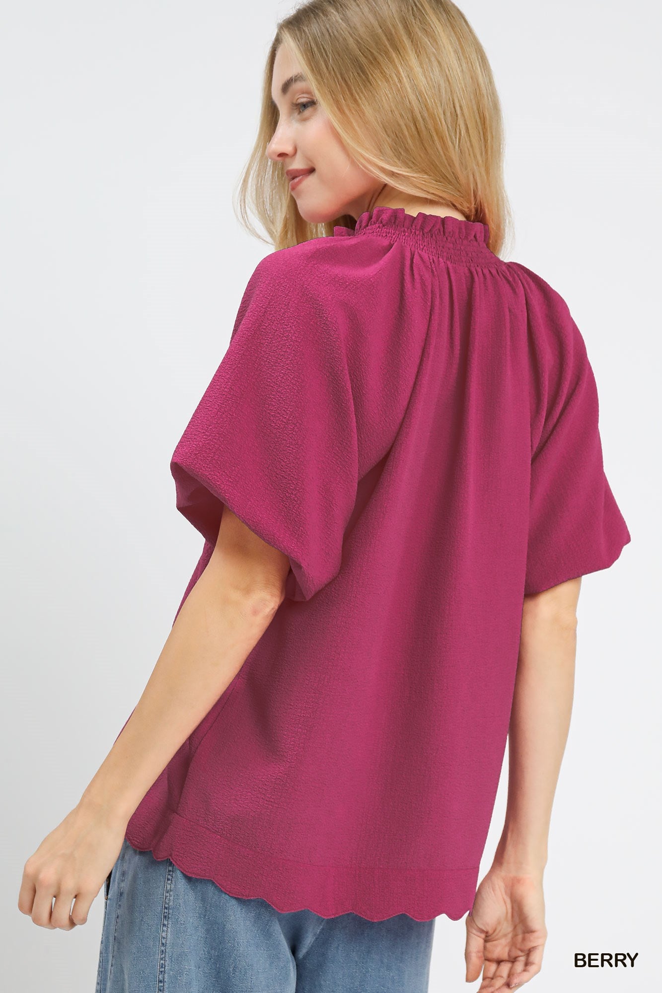 Berry Everyday Charm Scallop Top
