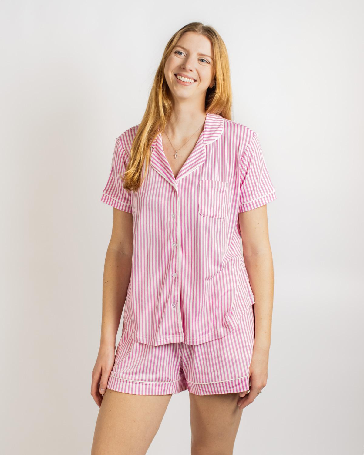 Pinstripe Button Up Sleep Shirt