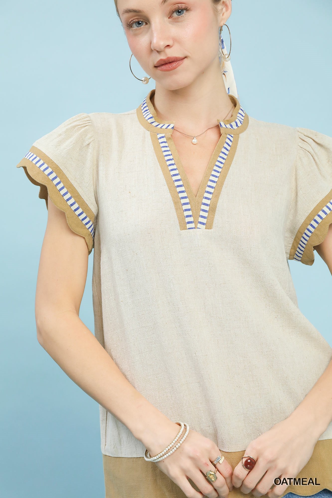Oatmeal Sandy Shores Scallop Top