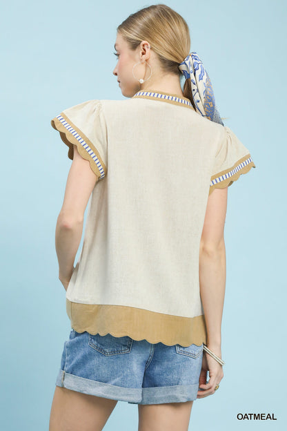 Oatmeal Sandy Shores Scallop Top