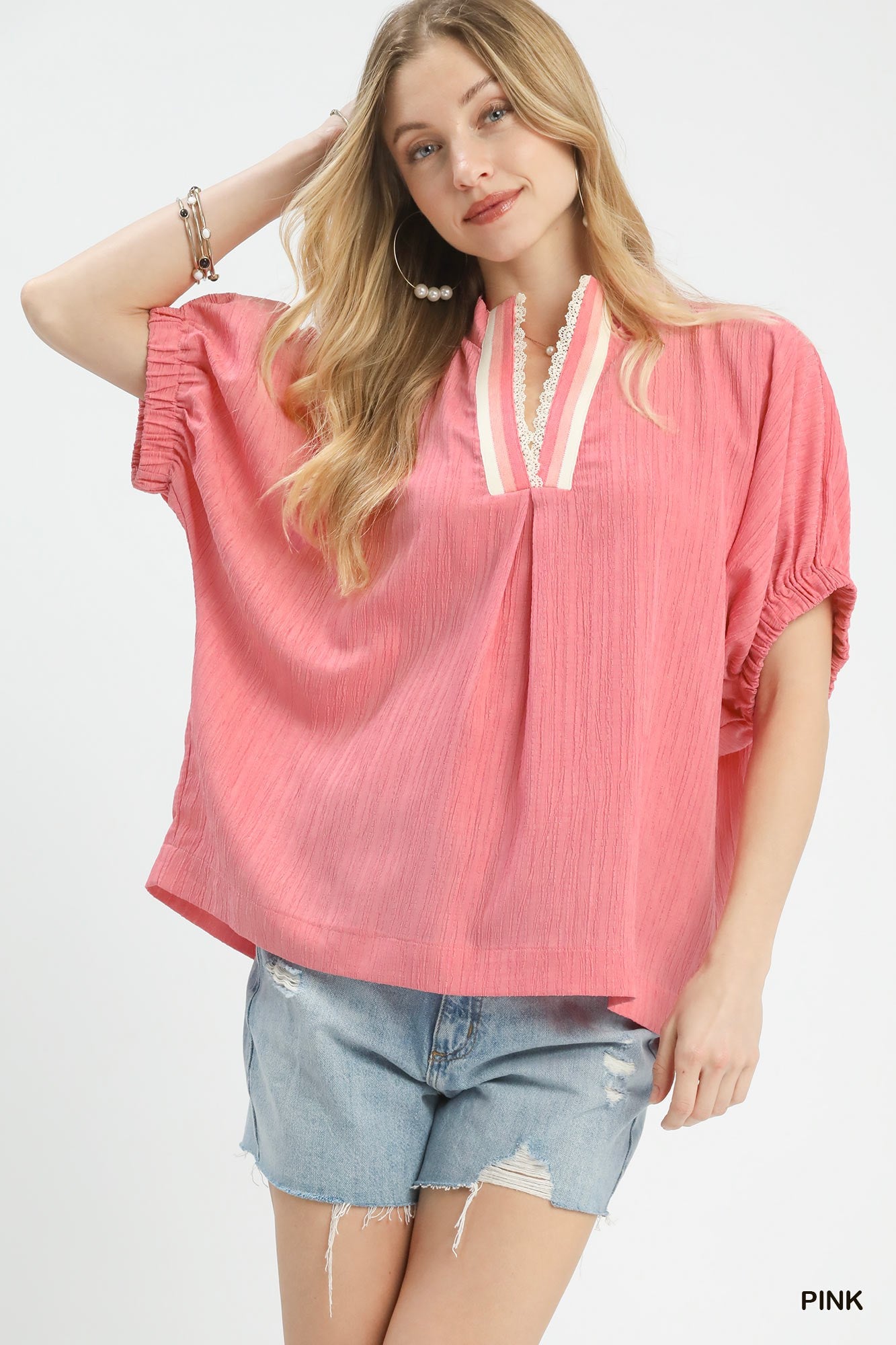 Pink Simple Charm Flutter Top