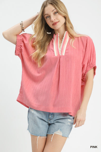 Pink Simple Charm Flutter Top