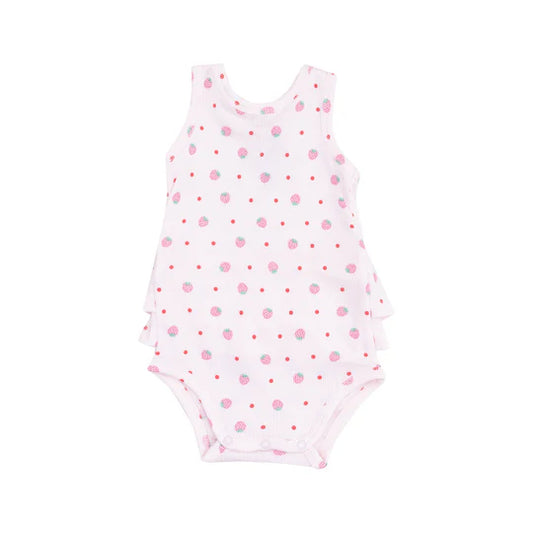 Angel Dear Strawberry Swiss Dot Ruffle Tank Bubble