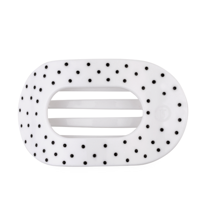Round Flat TELETIE Clip | Large | White Polka Dot Party