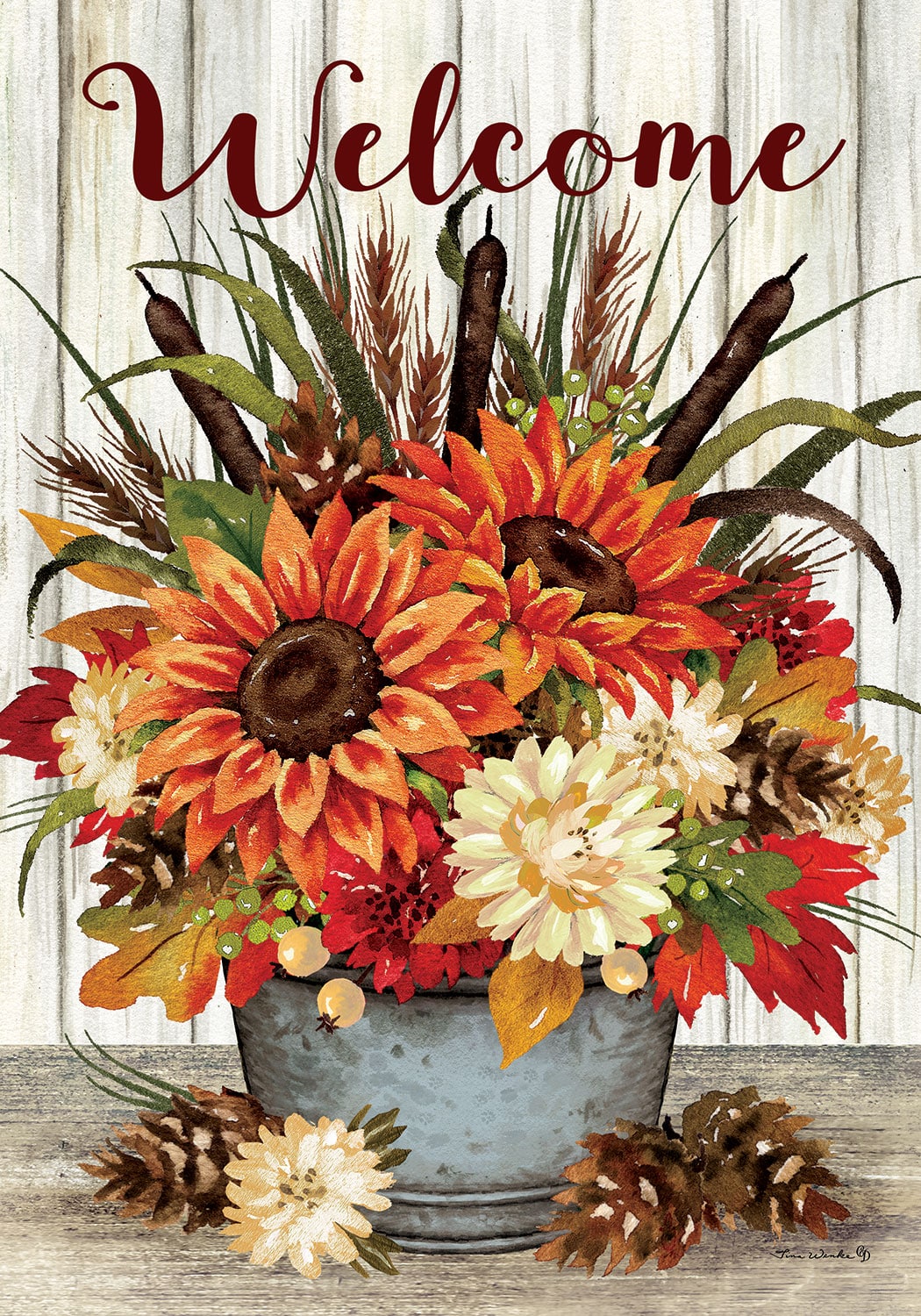 Sunflowers & Cattails Garden Flag