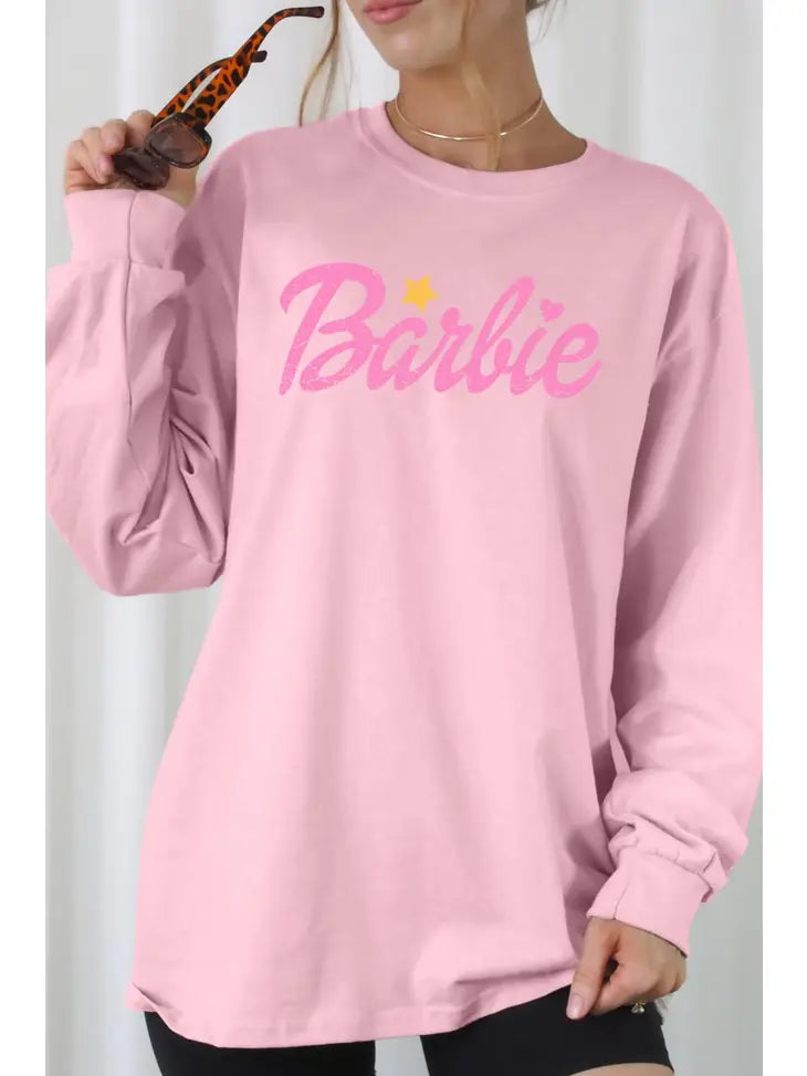 Pink Barbie Repeat Long Sleeve Tee