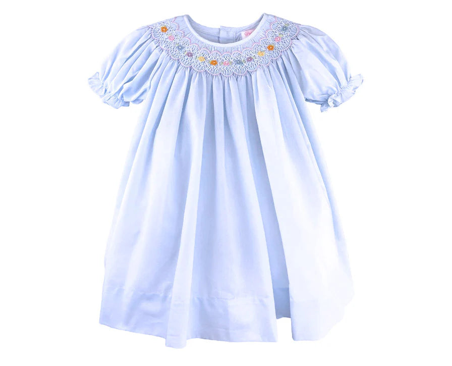 Blue Multi Smocked Bishop Dress w/ Bloomers