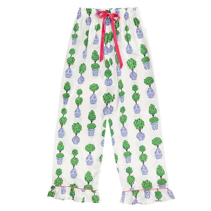 Ivory + Topiaries Velvet Tie PJ Pant Set
