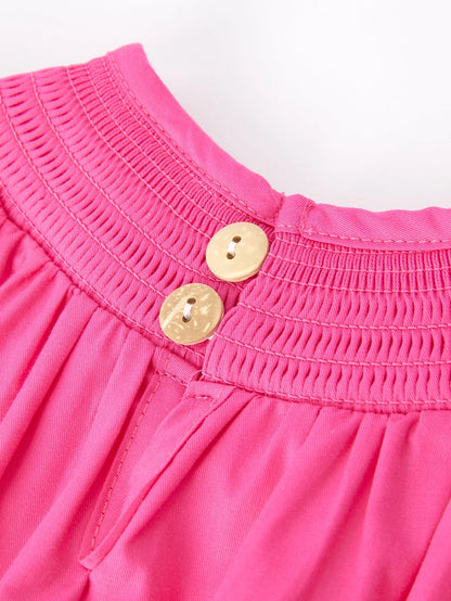 Baby Hot Pink Bow Smocking Romper
