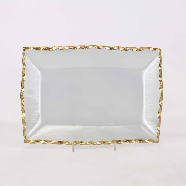 Gold & Clear Seward Rectangle Serving Tray