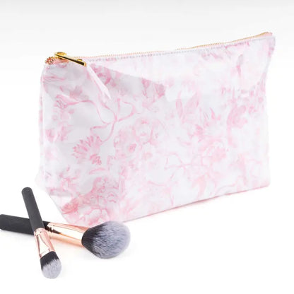Pink Bow Toile Travel Cosmetic Case