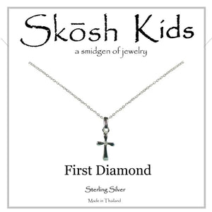 Skosh Kids First Diamond Silver Cross Necklace