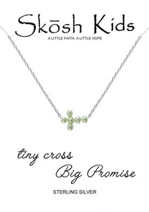 Skosh Kids Silver Tiny Cross, Big Promise Pearl Necklace