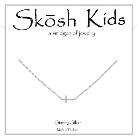 Skosh Kids Silver Sideways Cross Necklace