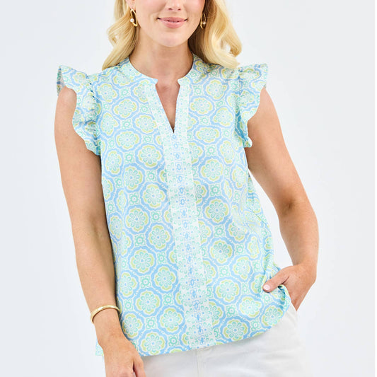 Mosaic Charm Blue Kira Top
