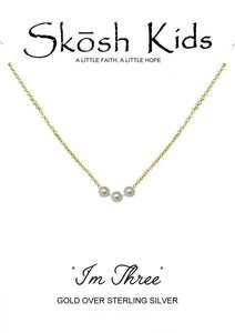 Skosh Kids Gold "I'm Three" Pearl Necklace