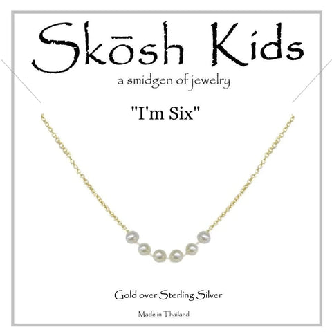 Skosh Kids Gold "I'm Six" Pearl Necklace