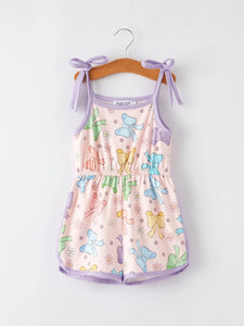 Youth Purple Bow Suspender Jumpsuit