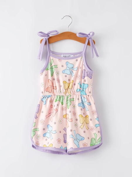 Youth Purple Bow Suspender Jumpsuit