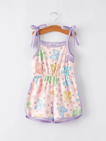 Youth Purple Bow Suspender Jumpsuit