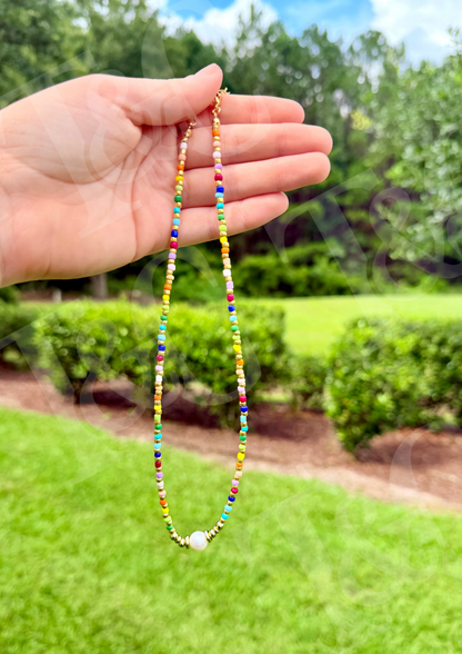 Multi Beaded Freshwater Pearl Necklace