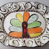 Turkey Swirls Small Oval Tray