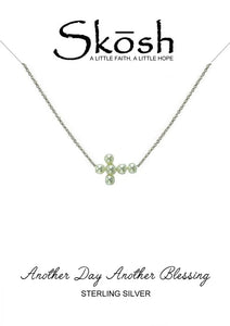 Skosh Silver Pearl Cross Necklace