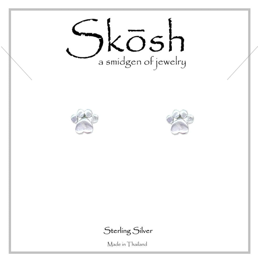 Skosh Silver Paw Print Earrings
