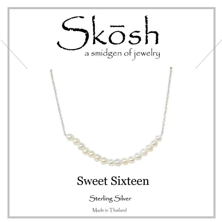 Skosh Silver Sixteen Pearl Necklace