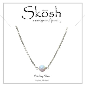 Skosh Silver White Opal Bead Necklace