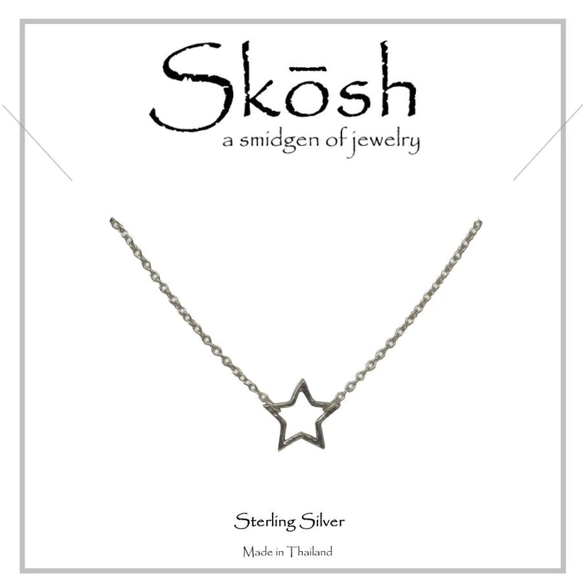 Skosh Silver Hammered Star Necklace