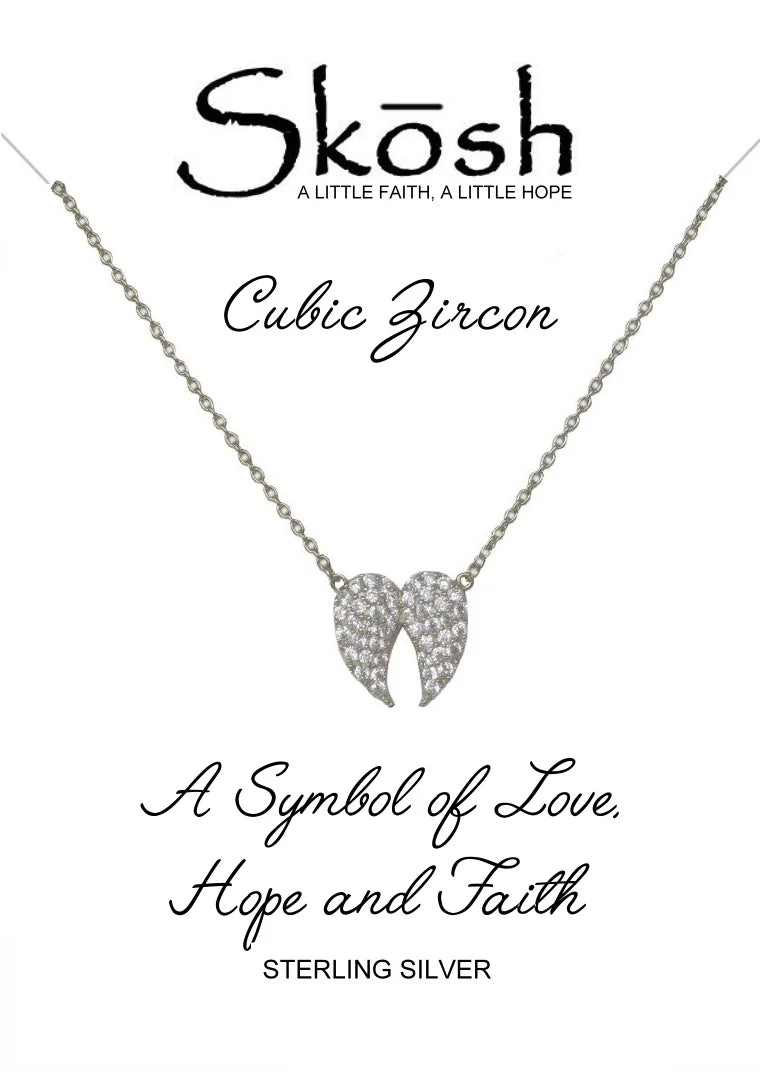 Skosh Silver CZ Angel Wings Necklace