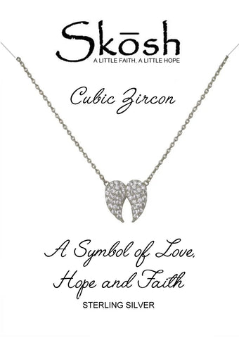 Skosh Silver CZ Angel Wings Necklace