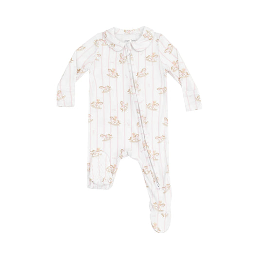Angel Dear Pink Vintage Rocking Horse 2-Way Zipper Footie