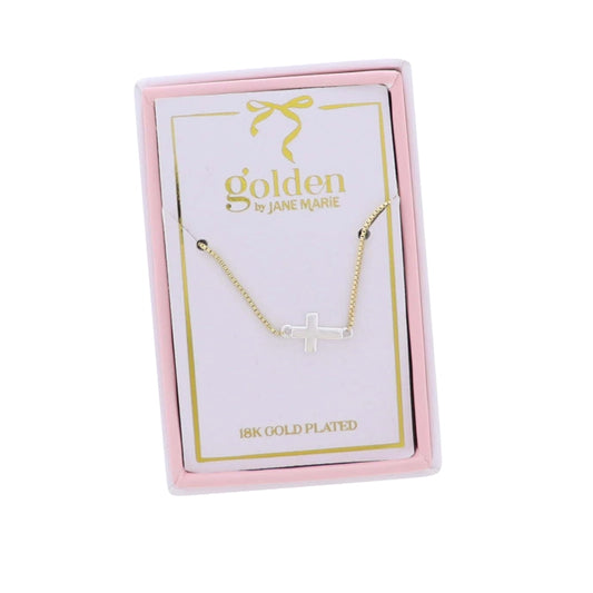 Kids 18K Gold Plated with Silver Cross Necklace