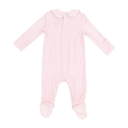 Angel Dear Mini Gingham Pink Smocked Peter Pan Footie