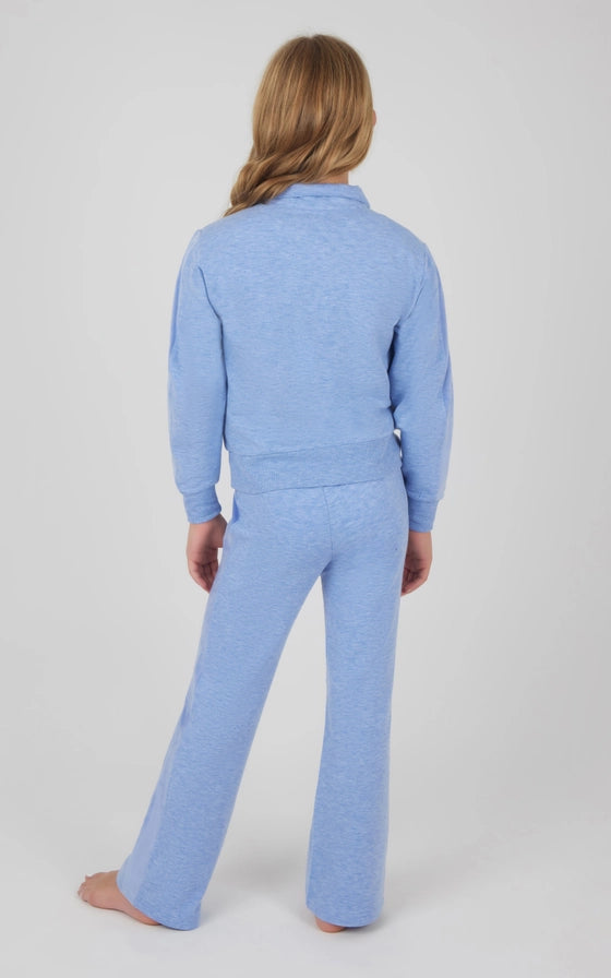 Girl's Blue Heron Confetti Half Zip Pullover & Flare Set