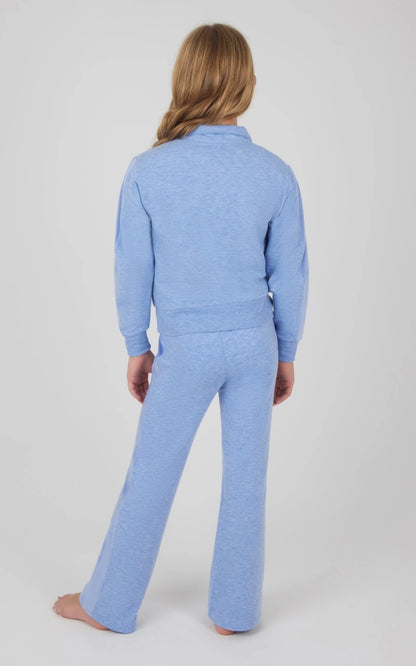 Girl's Blue Heron Confetti Half Zip Pullover & Flare Set