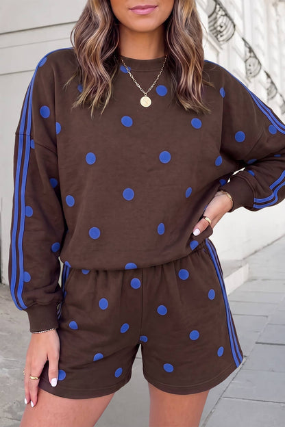 Brown & Blue Varsity Dot Short Set