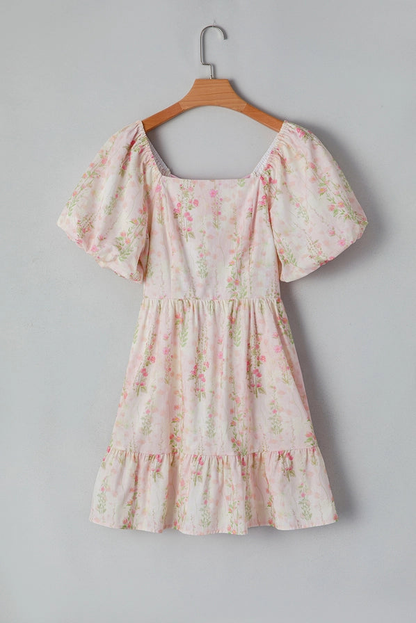 Pink Love Shack Floral Puff Sleeve Dress