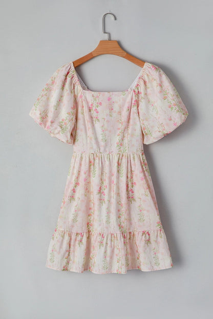 Pink Love Shack Floral Puff Sleeve Dress