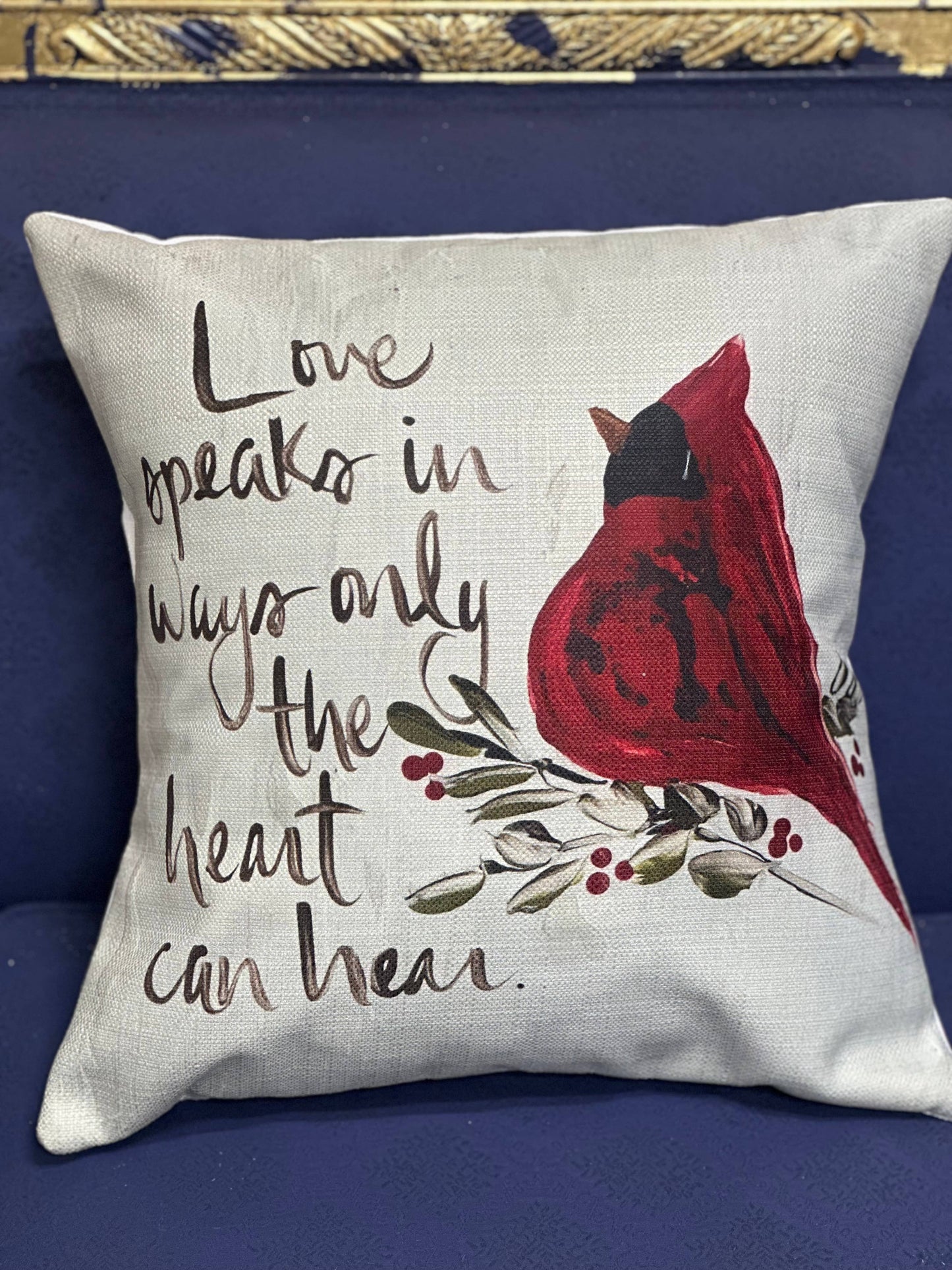 Love Speaks Cardinal Square Pillow