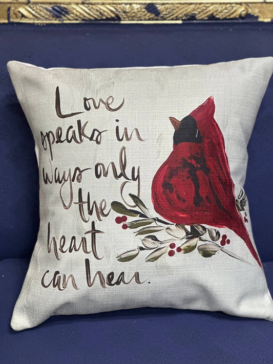 Love Speaks Cardinal Square Pillow