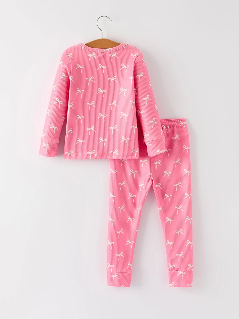 Youth Pink with White Bow Pajama Pant Set