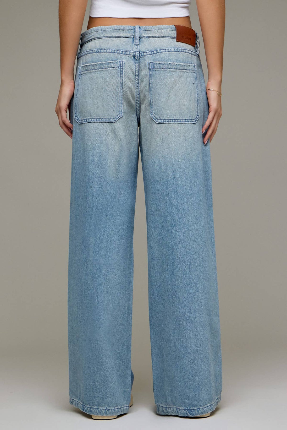 Vintage Drawstring Mid Rise Wide Leg Jeans